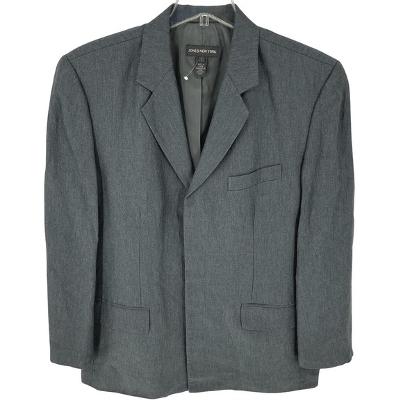 NWT JONES NEW YORK Mens Gray Linen Blend Blazer Jacket L Blokecore Quiet Luxury